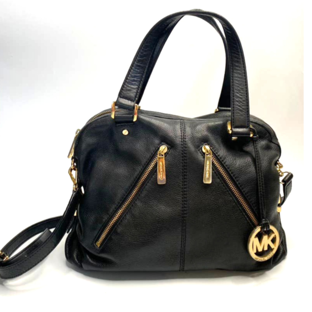 Michael Kors Black Satchel with Gold Accents
